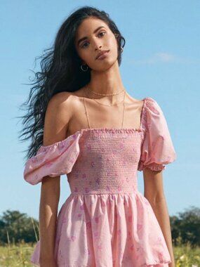 Loveshackfancy x Target Smocked Floral Top Blouse Sz M